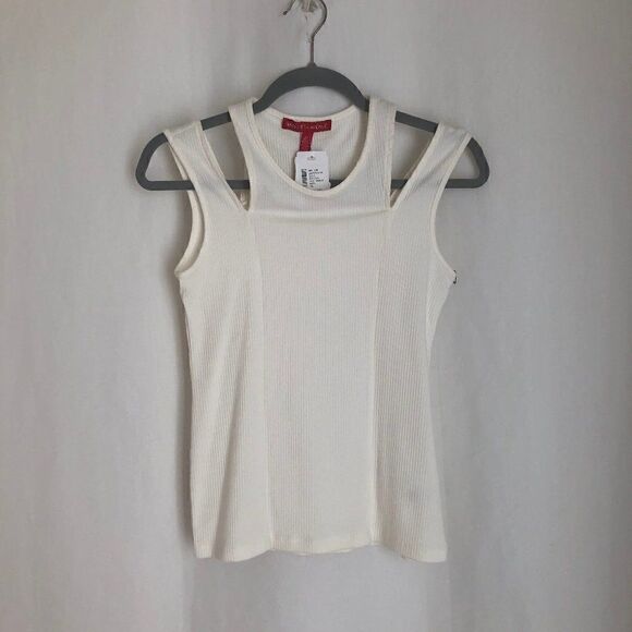 NWT Saks Fifth Avenue Cold Shoulder White Top - Picture 1 of 4
